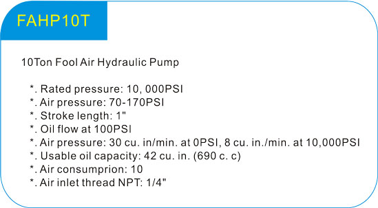  10Ton Fool Air Hydraulic Pump